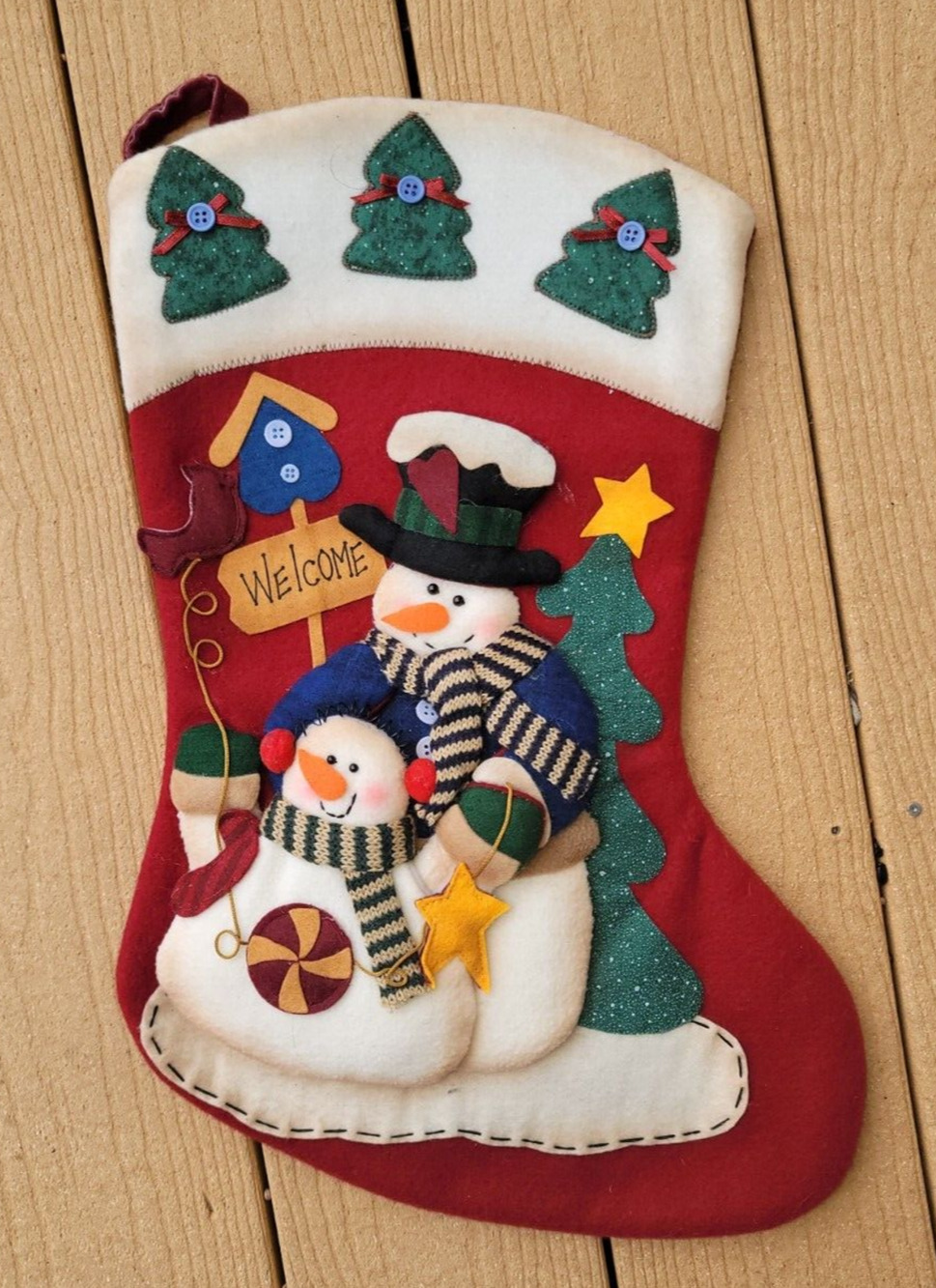 Handmade 3D Snowman Christmas Stocking 20" Long